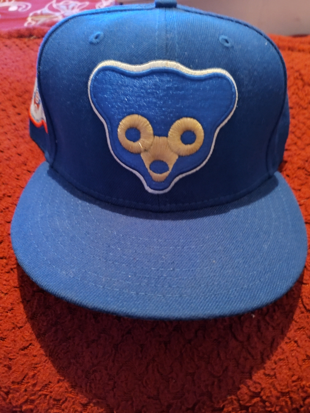 Blue Snapback Hat with Embroidered Bear Patch